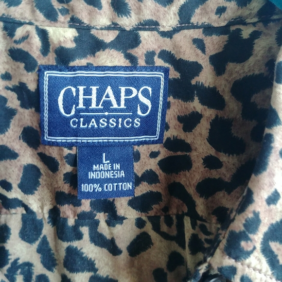 Haut Chaps Imprimé Léopard - Col En V - Manches Longues - Taille M - 100% Coton - Très Bon état